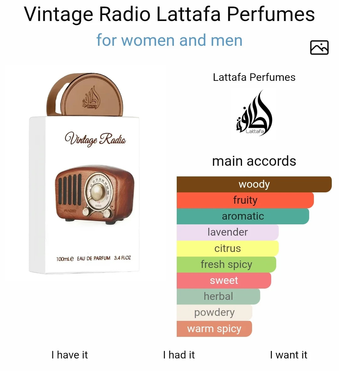 Vintage Radio Lattafa EDP 100ml
