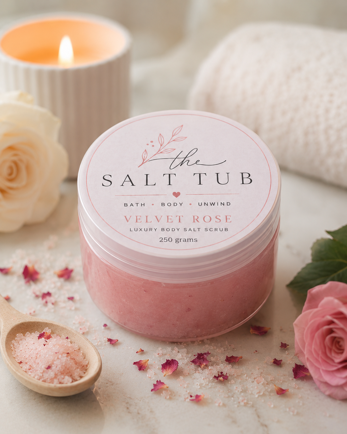 Velvet Rose Luxury Salt Body Scrub by The Salt Tub