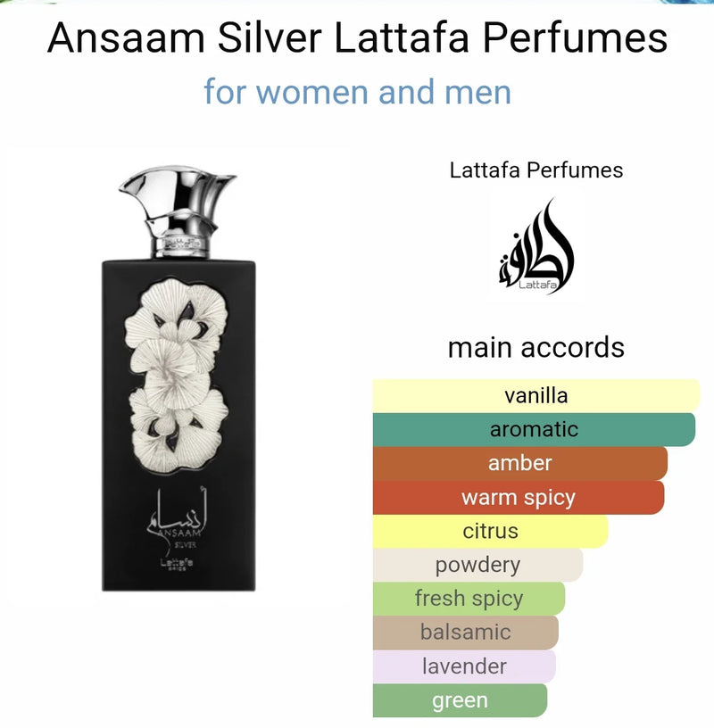 Ansaam Silver Lattafa Perfumes 100ml-zoom-